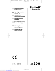 Bavaria BKP200 Operating Instructions Manual