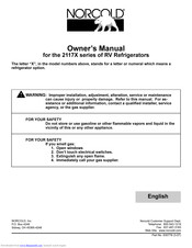 Norcold 2117x series Owner's Manual