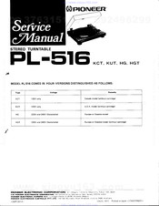 Pioneer PL-516 KCT Service Manual