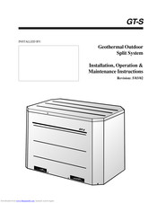 ClimateMaster GT-S Installation, Operation & Maintenance Instructions Manual