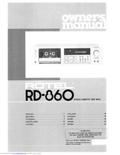 Rotel RD-860 Owner's Manual