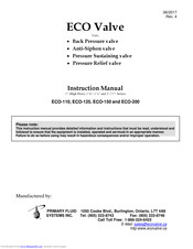 Primary fluid systems ECO-110 Instruction Manual