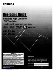 Toshiba Regza 42LZ196 Operating Manual