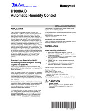 Honeywell Tradeline H1008A Installation Instructions Manual