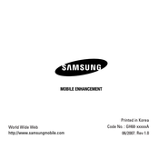 Samsung SBH500 - Headset - Behind-the-neck Instruction Manual