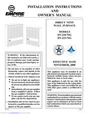 Empire Comfort Systems DV-215-7SG Installation Instructions And Owner's Manual