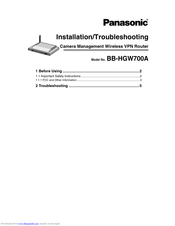 Panasonic BB-HGW700A Installation/Troubleshooting Manual