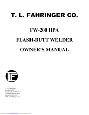 T.L. FAHRINGER FW-200 HPA Owner's Manual