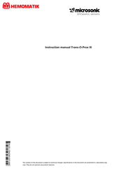 Microsonic Trans-O-Prox III Instruction Manual