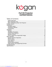 Kogan KAPROFHDXXA Manual
