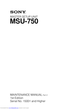 Sony MSU-750 Maintenance Manual