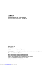 Harris CMN-41 Installation And Operation Handbook
