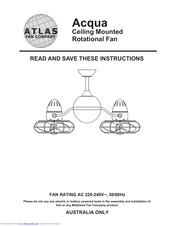 Atlas Fan Company Acqua Instruction Manual