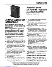 Honeywell HPA250 Series Important Safety Instructions Manual
