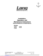 Lang 136S-M Installation, Operation And Maintenance Instructions
