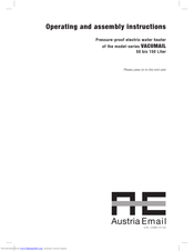 Austria Email VACUMAIL series Operating And Assembly Instructions Manual