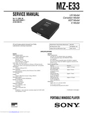 Sony MD WALKMAN MZ-E33 Service Manual