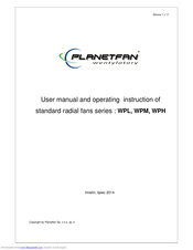 PLANETFAN WPH series User's Manual And Operating Instructions