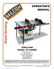 Baileigh TS-1020WS Operator's Manual