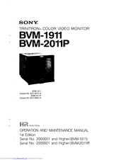 Sony BVM-2011P Operation And Maintenance Manual