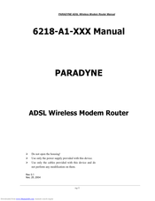 Paradyne 6218-A1 SERIES Manual