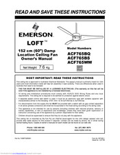 Emerson ACF765WW Owner's Manual