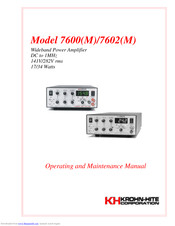 Krohn-Hite 7600 Operating And Maintenance Manual