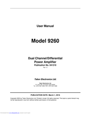 Tabor Electronics 9260 User Manual