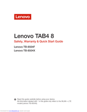 Lenovo TB-8504F Safety, Warranty & Quick Start Manual