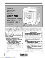 Laars Mighty Max VW Installation, Operation And Maintenance Manual