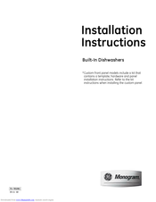 GE Monogram ZBD8900PII Installation Instructions Manual