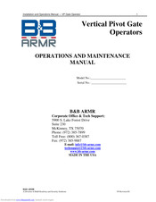 B&B ARMR Vertical Pivot Operation And Maintenance Manual