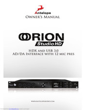 Antelope Orion Studio HD Owner's Manual