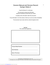 AVC Quingo Vitess 2 Owners Manual And Service Record