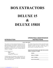 Pacific DELUXE 15RH Operating & Maintenance Instructions