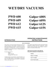 Pacific PWD 600 Operating & Maintenance Instructions