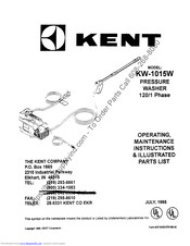 KENT KW-1015W Operating, Maintenance Instructions & Illustrated Parts List
