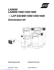 ESAB LAH1600 Assembly Instruction Manual