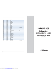 Sime FORMAT DGT 30i Installation, User And Service Instructions