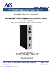 Alba Fiber Systems AFS8202M Series Installation & Operation Instructions