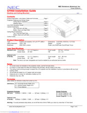 NEC GT950 - MultiSync XGA LCD Projector Installation Manual