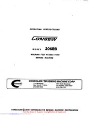 Consew 206RB Operating Instructions Manual