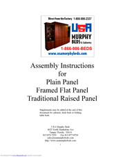 USA Murphy Beds Traditional Raised Panel Assembly Instructions Manual