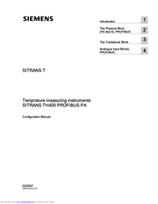 Siemens SITRANS TH400 PROFIBUS PA Configuration Manual