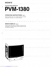 Sony PVM-1380 Operating Instructions Manual