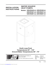 Bard GSVS242-A Installation Instructions Manual
