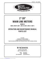 Water Specialties Propeller meter MLT1 Operation And Maintenance Manual