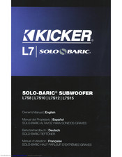 Kicker SOLO-BARIC L7S15 Owner's Manual