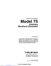 Wavetek 75 Instruction Manual