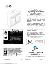 Security Chimneys International SECURE HE43-1 Installation And Operating Instructions Manual